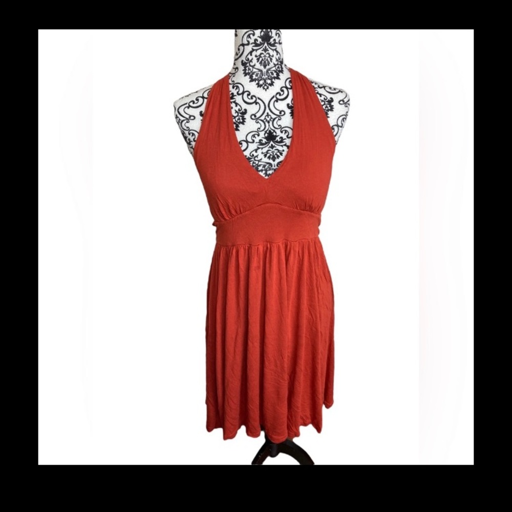 (SOLD) 🎊BANANA REPUBLIC NWOT Rustic Red Halter Dress - Picture 4 of 6